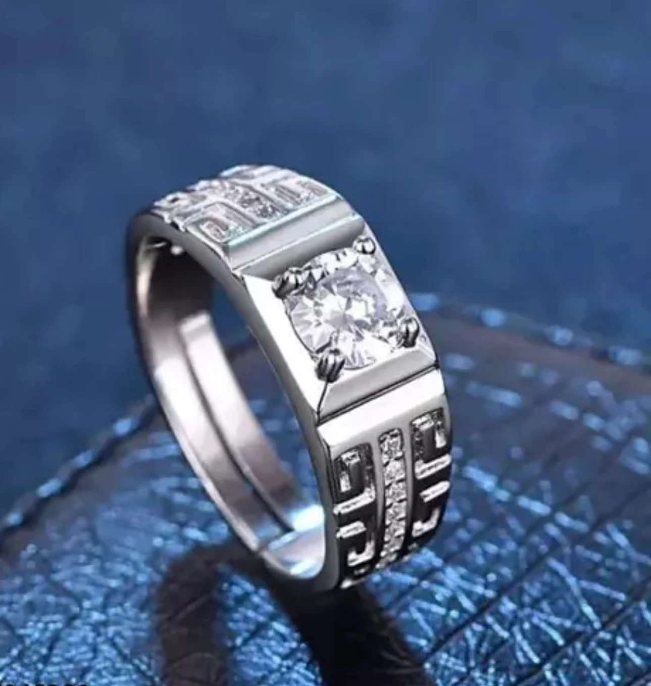 Devora Adjustable couple silver ring set for lovers | ring for women | valentine ring Stainless Steel Zircon Sterling Silver Plated Ring Set - Image 3