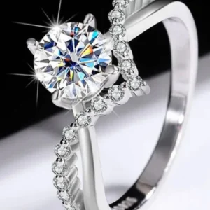 Devora Sizzling Solitaire Adjustable Ring For Women & Girls Stainless Steel Zircon Sterling Silver Plated Ring
