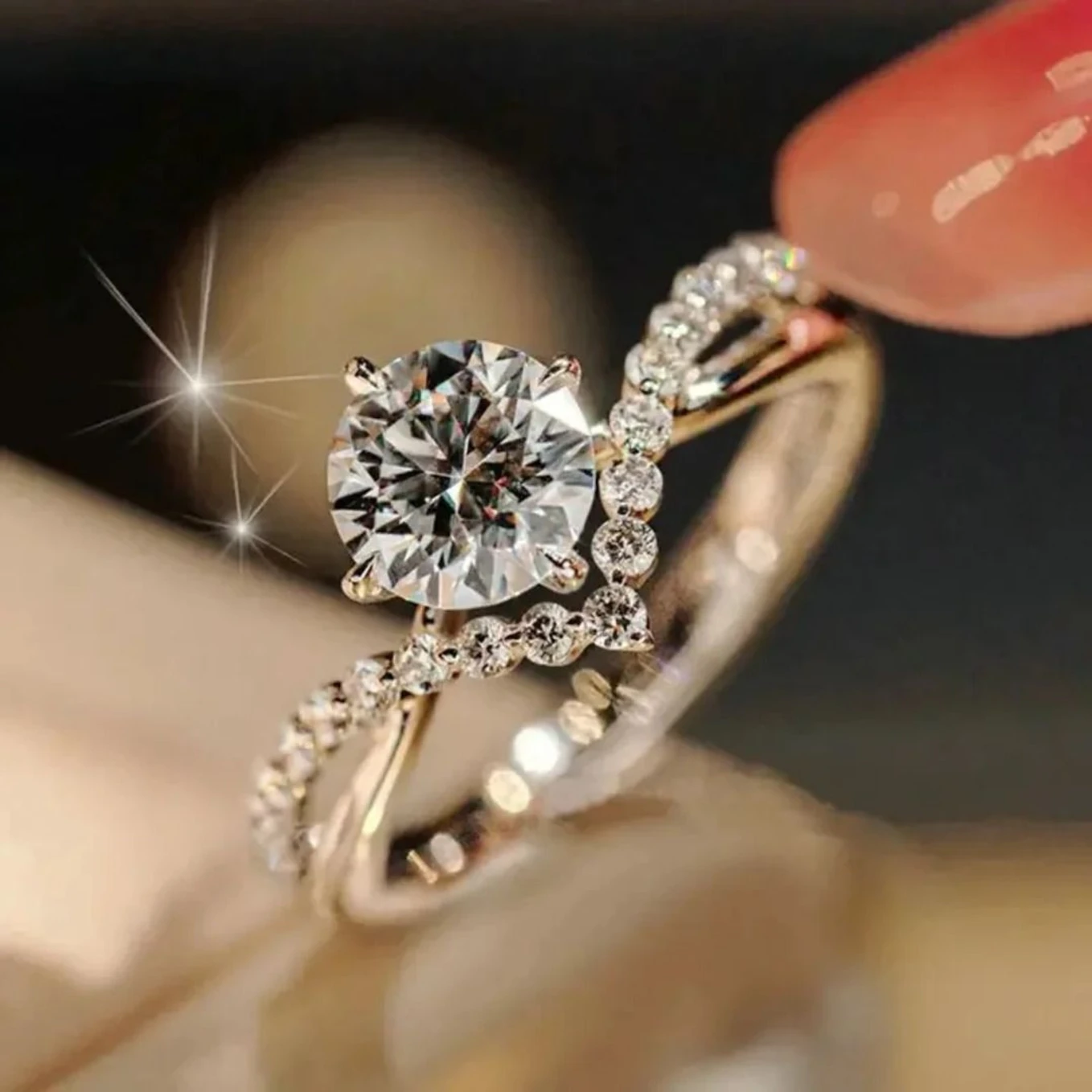 Devora Sizzling Solitaire Adjustable Ring For Women & Girls Stainless Steel Zircon Sterling Silver Plated Ring - Image 4