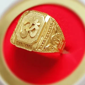 TMRcreation Fancy om ring for man and boys Brass Gold Plated Ring