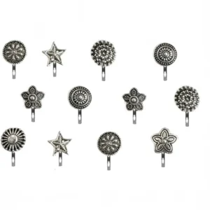 Myra Collection Silver Plated Metal Nose Stud (Pack of 12)