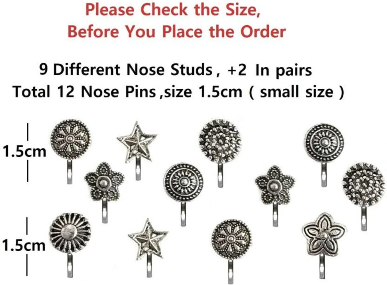 Myra Collection Silver Plated Metal Nose Stud (Pack of 12) - Image 3