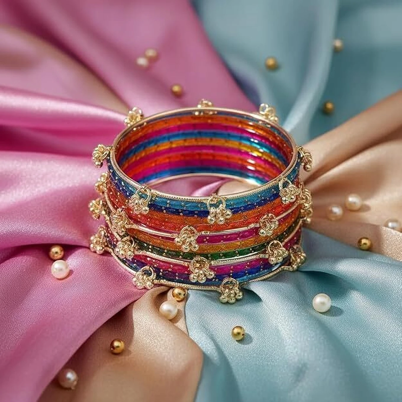 Shriji Glass Pearl Bangle (Pack of 16) - Image 3